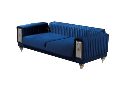 Wohnzimmer Dreisatzsofa 3-Sitzer Sofa Polster Möbel Stoff Blau Modern Couch