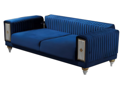 Wohnzimmer Dreisatzsofa 3-Sitzer Sofa Polster Möbel Stoff Blau Modern Couch