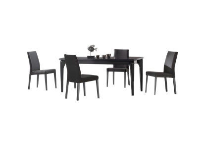 Esszimmer Set Esstisch 4x Stühle Tisch Polsterstühle Schwarz Edelstahl 5tlg