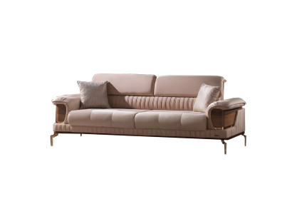 Dreisatzsofa Wohnzimmer 3-Sitzer Sofa Polster Möbel Stoff Beige Modern Couch