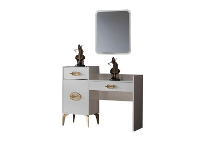 Schlafzimmer Set Schminktisch mit Spiegel Kosmetiktisch Make-up Tisch Weiß 2tlg.