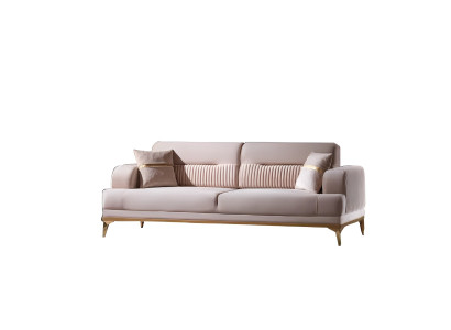 Dreisitzer Wohnzimmer 3-Sitzer Sofa Polster Möbel Stoff Beige Modern Couch