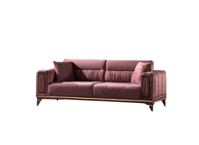 Dreisatzsofa Wohnzimmer 3-Sitzer Sofa Polster Möbel Stoff Rosa Modern Couch