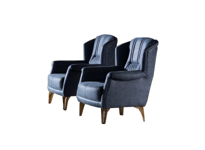 Sessel 1 Sitzer Wohnzimmer Moderne Design Elegantes Möbel Blau Luxus