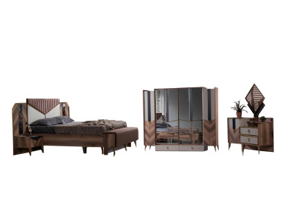 Schlafzimmer Set Bett Nachttisch Schminktisch Spiegel Schrank 6tlg Luxus Möbel