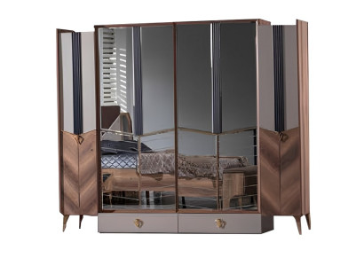 Kleiderschrank Schlafzimmer Moderne Möbel Braun Holz Luxus Design Hochwertige