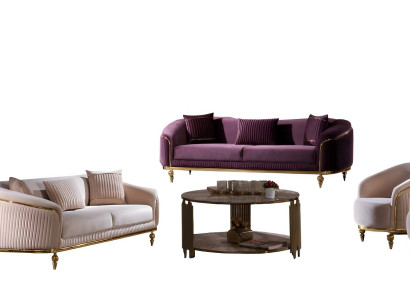 Sofagarnitur Wohnzimmer Set Sofa 3+3+1+1 Sitzer Polster Beige 4tlg Modern Möbel