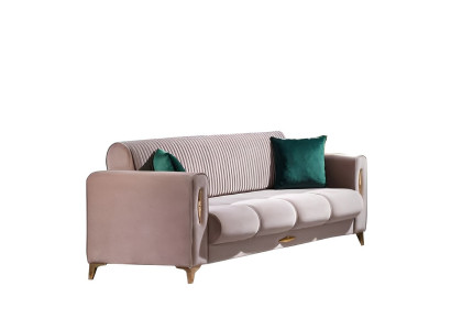 Dreisatzsofa Wohnzimmer 3-Sitzer Sofa Polster Möbel Stoff Beige Modern Couch
