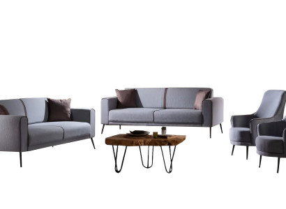 Sofagarnitur Wohnzimmer Set Sofa 3+3+1+1 Sitzer Polster Grau 4tlg Modern Möbel