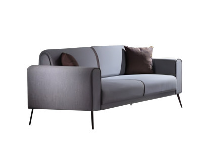 Dreisatzsofa Wohnzimmer 3-Sitzer Sofa Polster Möbel Leder Grau Modern Stil