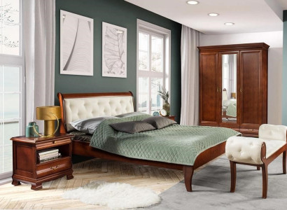 Stilvoller Bett Chesterfield 2x Nachttische Möbel Kleiderschrank Schlafzimmer