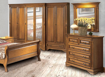 Schlafzimmer Möbel Kleiderschrank Stilvoller Kommode mit Spiegel Set 3tlg