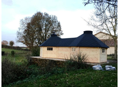 Grillkota Grillhütte Grilllodge Feuerhütte Grillhaus Holzpavillon mit Grill