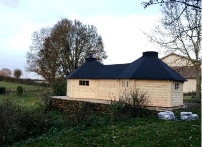 Grillkota Grillhütte Grilllodge Feuerhütte Grillhaus Holzpavillon mit Grill