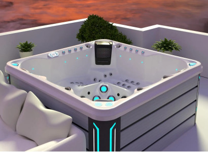 Whirlwanne Außenwhirlpool Hydromassagewanne Sprudelbad Whirlpool 200x200 cm