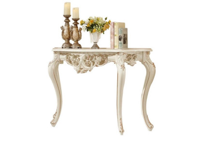 Exklusiver Weißer Konsolentisch Stilvoller Wohnzimmer Holz Tisch