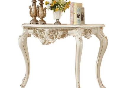 Exklusiver Weißer Konsolentisch Stilvoller Wohnzimmer Holz Tisch