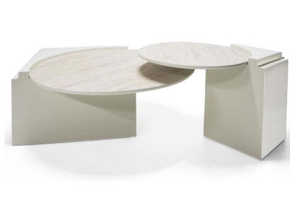 Moderner Luxus Couchtisch  Doppel-Set 2x runde Design Tische fürs Wohnzimmer