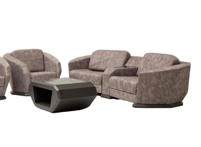 Designer Sofagarnitur Set Dreisitzer Relax Sofa Couchtisch Sessel Couch 3+1