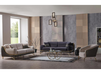 Sofagarnitur Beige 3 2 Sitzer Garnitur  Moderne Sofa 1 Sitzer Möbel Einrichtung