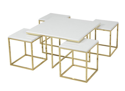 Couchtisch Weiß Luxus Design Metall Elegantes Möbel Wohnzimmer Couchtische