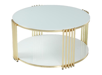 Couchtisch Weiß Luxus Design Metall Elegantes Möbel Wohnzimmer Couchtische Rund