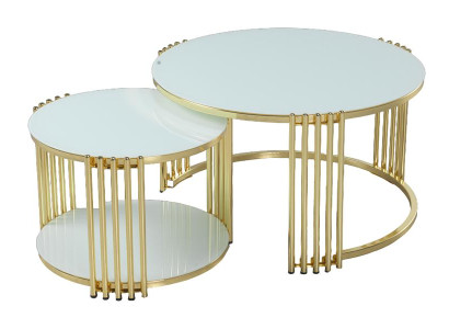 Couchtisch Weiß Luxus Design Metall Elegantes Möbel Wohnzimmer Couchtische Rund