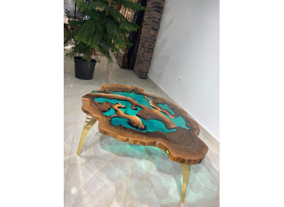 Couchtisch Sonderform Luxus Design Holz Braun Möbel Wohnzimmer Couchtische