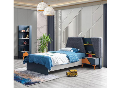 Schlafzimmer Jugendzimmer Set Kinderzimmer Bett Nachttisch Buecherregal Blau