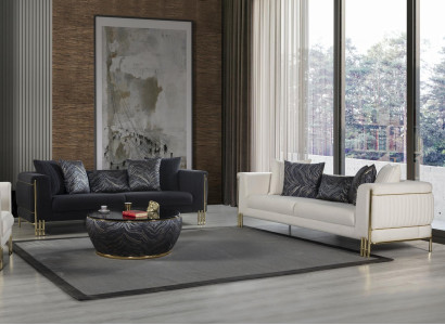 Weiß  Wohnzimmer 2x 3-Sitzer Sofas Luxuriöse Polster Couchen Sitzmöbel Modern