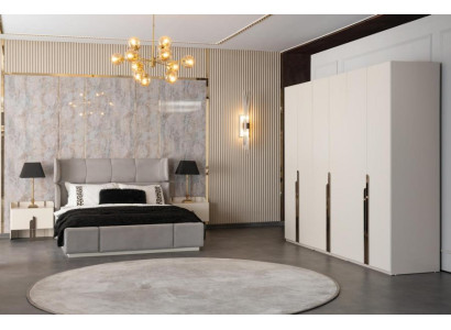 Schlafzimmergarnitur Bett 2x Nachttische Kleiderschrank Schlafzimmer Set 4tlg.