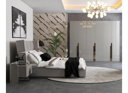 Schlafzimmergarnitur Schlafzimmer Set Bett 2x Nachttische Kleiderschrank