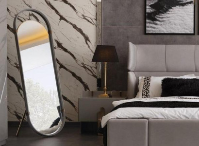 Standspiegel Spiegel Oval Mit Rahmen Standfuß Ganzkörperspiegel Metall