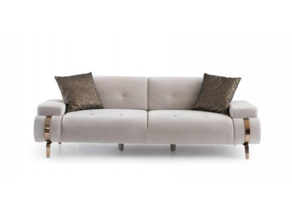Sofa Dreier Couch Polstersofa Chesterfield Edelstahl Gold Cream 3 Sitzer