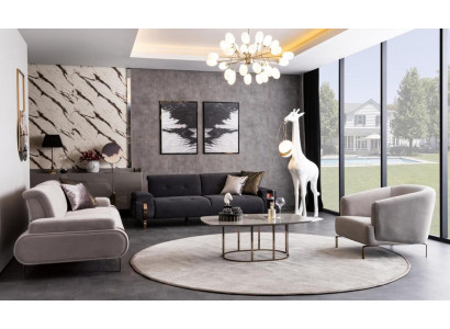 Wohnzimmer 2x Sofas 3 Sitzer Sessel Couchtisch Couchgarnitur Sofa Set 4tlg.