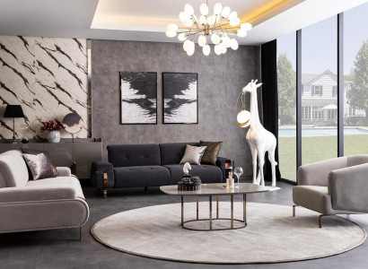 Wohnzimmer 2x Sofas 3 Sitzer Sessel Couchtisch Couchgarnitur Sofa Set 4tlg.