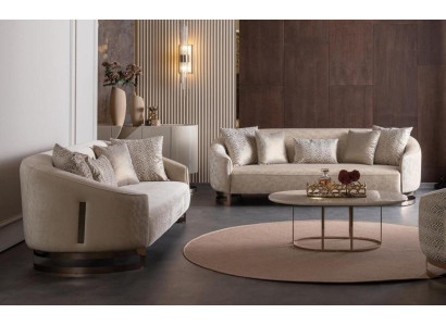 Couchgarnitur Sofa Set 2x Sofas 3 Sitzer Couchtisch Edelstahl Wohnzimmer 3tlg.