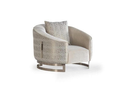 Designer Sessel Polstersessel Stuhl Mit Kissen Beige Gold Edelstahl Luxus