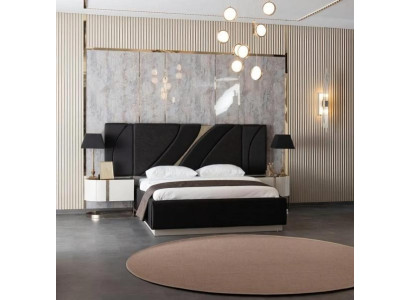 Schlafzimmer Set Bett 2x Nachttische Verspiegelt Doppelbett Polsterbett