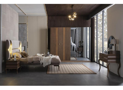 Schlafzimmer Bett Nachttische Schminktisch Kleiderschrank Beleuchtung 6tlg.