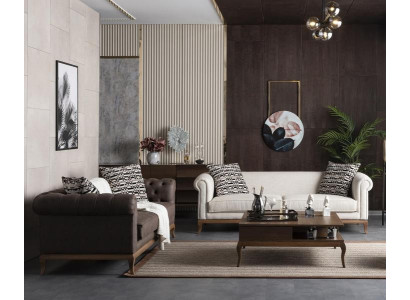 Sofagarnitur Sitzmöbel 2x Sofas 3 Sitzer Couchtisch  Wohnzimmer Set 3tlg