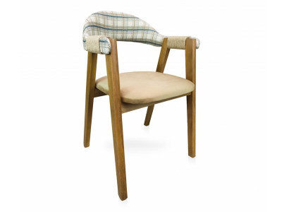 Wohnzimmerstuhl Küchenstuhl Kariertes Lehnstuhl Gepolstert Mit Armlehnen