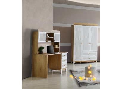 Schlafzimmer Kinder Jugend Zimmer Set Kleiderschrank Schreibtisch 2 teiliges
