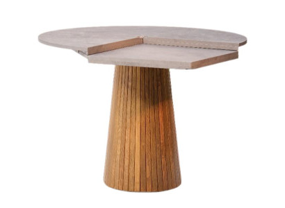 Esstisch Küchentisch Tisch Rundtisch Marmoroptik Säulenfuß Ausklappbare