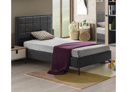 Einzelbett Modern Polsterkopfteil Schwarz Stilvolles Design Kinderzimmer Möbel