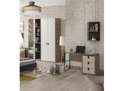 Möbelset Platzsparend Kleiderschrank Schreibtisch Modernes Design Wohnen Stil