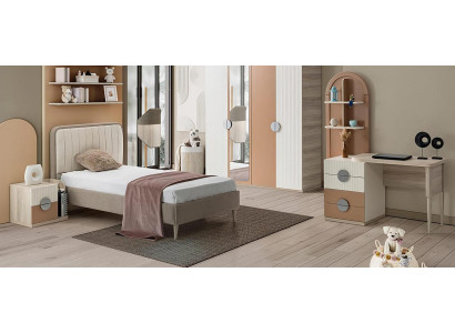Jugendzimmer Set Bett Nachttisch Schreibtisch Modernes Design 3-teilig Möbel
