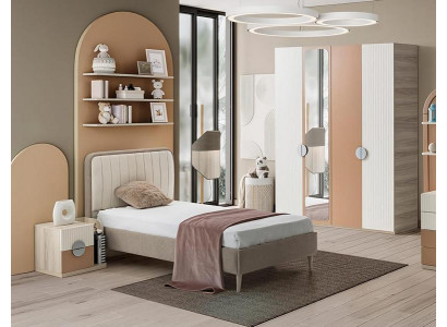 Kinderzimmer Set Bett Nachttisch Kleiderschrank Elegant Modernes Design 3-teilig