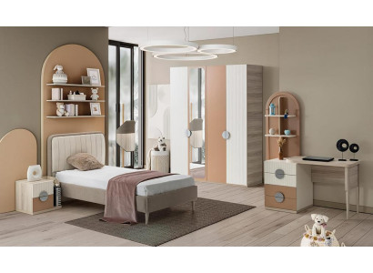 Modernes Jugendzimmer Set mit Bett Kleiderschrank Schreibtisch und Nachttisch