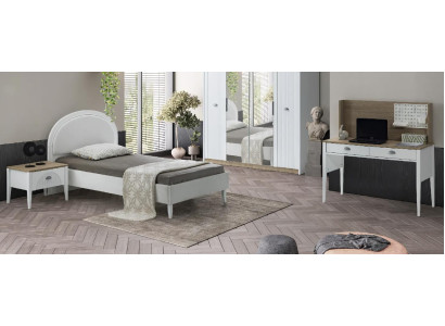 Kinderzimmer Set Modern Einzelbett Nachttisch Funktionaler Schreibtisch Design